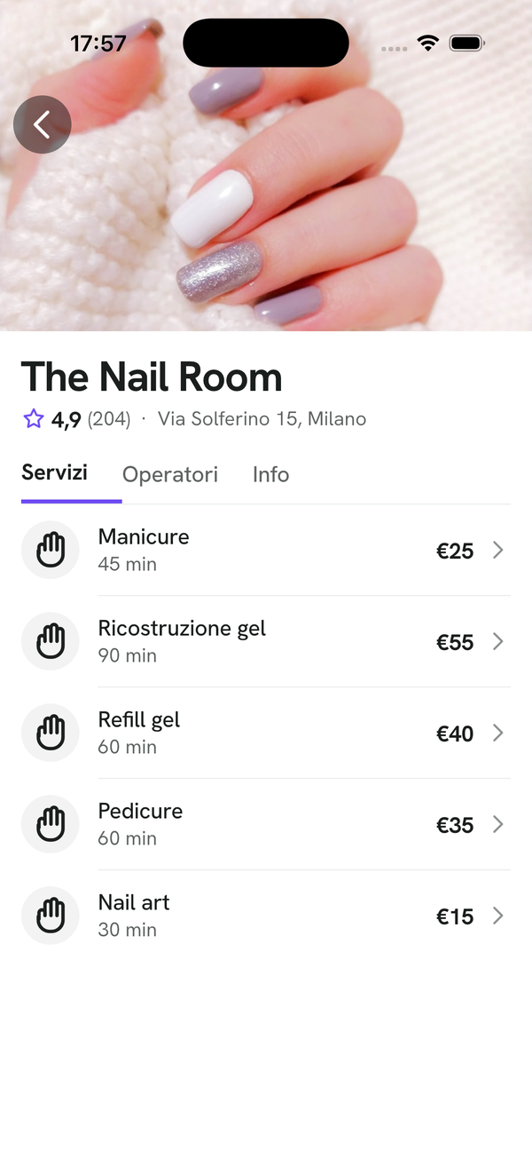 La pagina di un salone: foto, servizi e prezzi